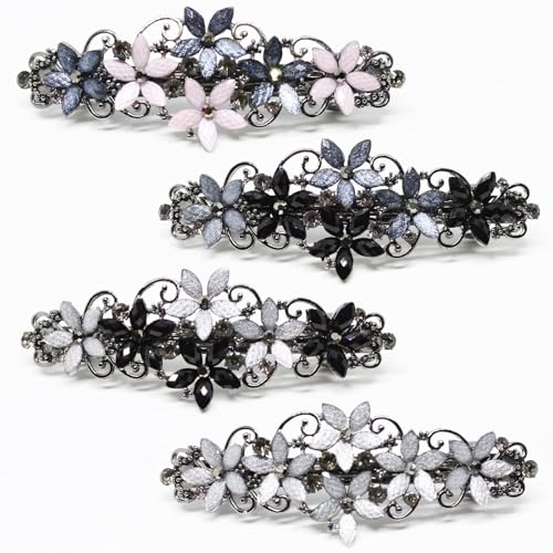 Jakeni Elegant Sparkly Glitter Rhinestones Flowers Hairpins - Vintage French Style Hair Barrettes, Clips and Accessoires for Women