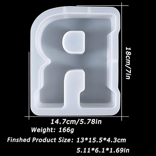 Miniatura 10 de Molde de letras grandes de 7 pulgadas para resina, 26 letras mayúsculas del alfabeto, molde de alfabeto grande de la A a la Z para hacer velas de