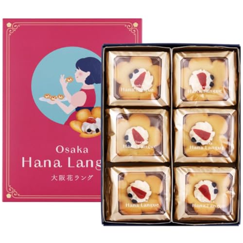 大阪 あみだ池大黒 大阪花ラング 6個入 包装済 ラングドシャ クッキー 手土産 お菓子 お土産 ギフトのサムネイル
