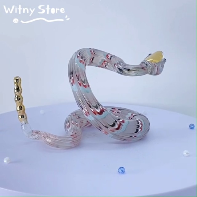 Crystal Snake Figurine - Delicate Glass Sculpture For Home & Office Desk Decor