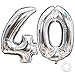 Produktbild Jurxy Luftballon Zahl 40 Silber Geburtstag Folienballon Helium Folie Luftballons für Geburtstag Jubiläum 40 Zoll - Riesenzahlen #40