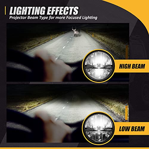 Nuvision Lighting NVL-HL-002 7 Inches Led Headlight High Low Beam Compatible With 97-17 Jeep Wrangler Jk Tj Lj Cj 18 Wrangler Jk thumb #3