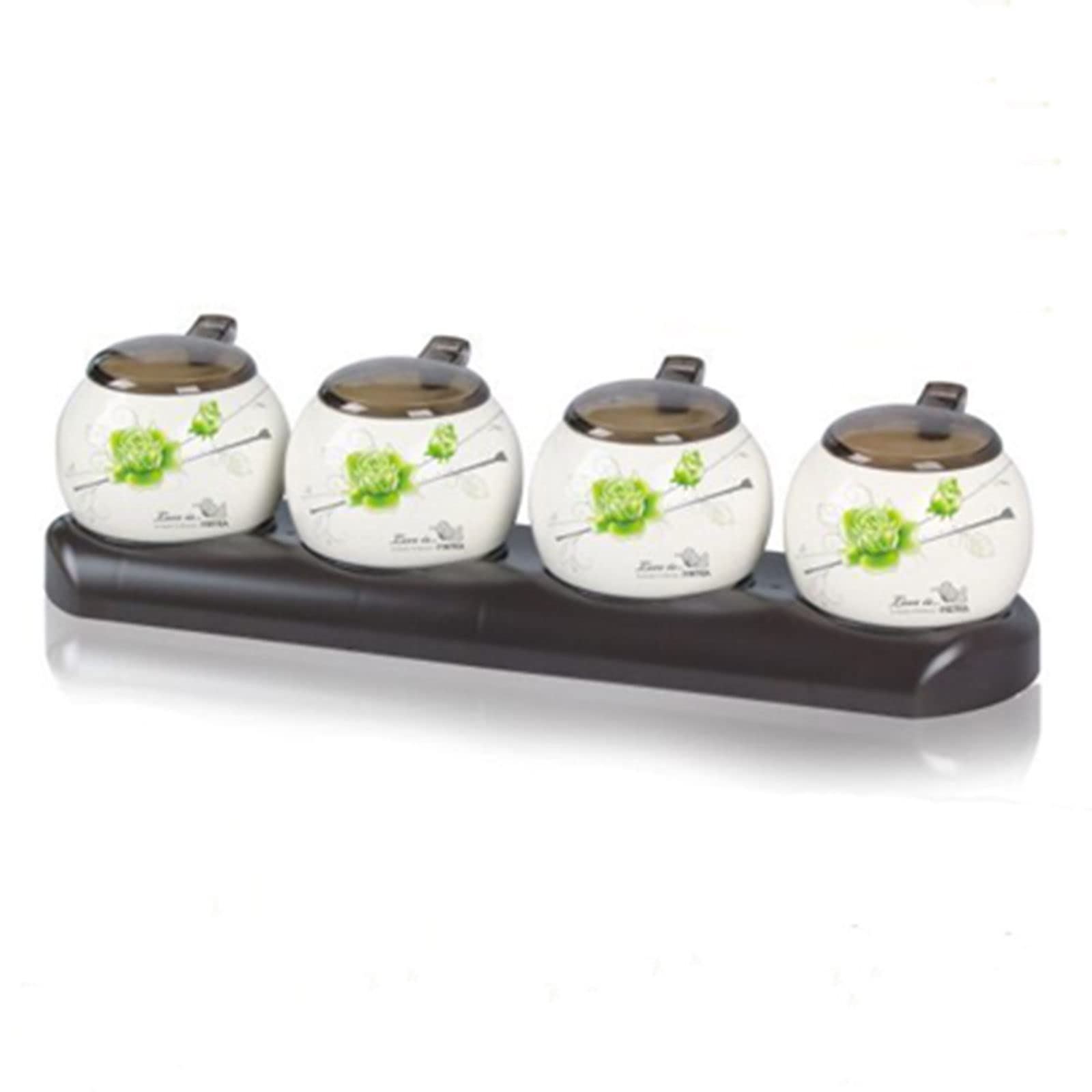 Dispenser per zuccheriera, Zuccheriera con coperchio, barattoli di zucchero for caffè in ceramica, barattolo di spezie for zucchero, barattolo di condimento for saliera-marrone-2 set ( Color : Brown ,