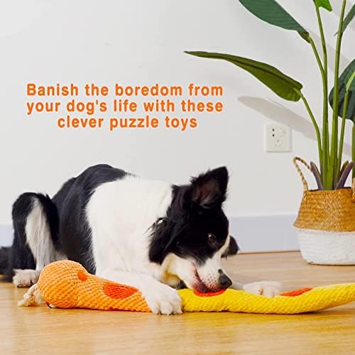 Dog Puzzle Toys for Boredom for Medium Dogs, Squeaky Dog Snuffle Toys for Foraging Instinct Training, Interactive Puppy Toys for Tooth Dental Care - Soft Plush with Crinkle Paper  Dog Birthday Gifts