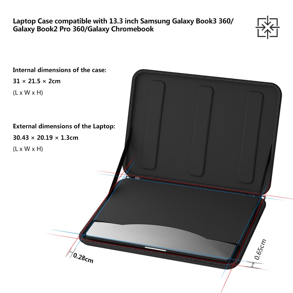 Smatree Funda Rígida para Portátil de 13" Compatible con Galaxy Book 3 360/Pro/Pro 360 de 13,3", Color Negro