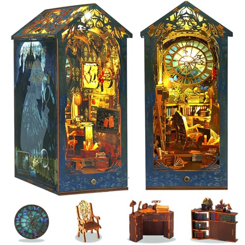 Product Image of the Catcrafter Book Nook Kit - Detective Agency Booknook for Bookshelf Decor, DIY Miniature House Kit, 3D Wooden Puzzle Dollhouse, Crafts for Adults Teens Birthday Easter Gifts