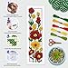 BEUNITONE 6 Set Floral Bookmark Cross Stitch Kits for Beginners with Instructions Floral Bookmarks Cross-Stitch Kit Stamped Embroidery Bookmark DIY Crafts Book Marker for Book Lovers 8''x2.4'' 11CT