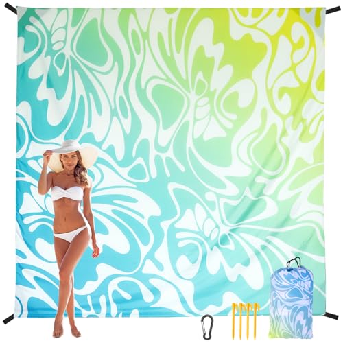 HIHOHO Beach Blanket, Sandproof Beach Mat, Waterproof Quick Drying Lightweight Outdoor Aztec Picnic Mat 79" X 83"/120"x108" for 2-8 Adults for Travel, Camping, Hiking