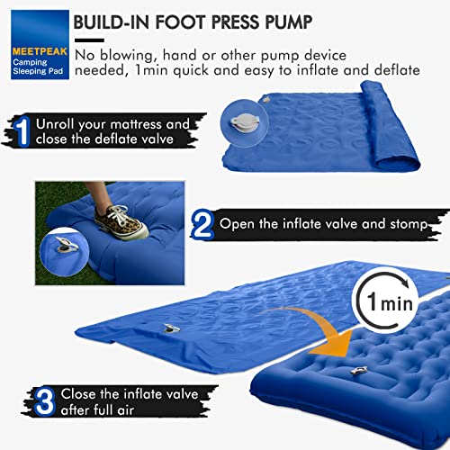 Meetpeak Camping Sleeping Pad, 5 Inch Extra Thickness Inflatable Sleeping Mat Built-In Foot Pump, Compact & Lightweight Camping Air Mattress For Hiking, Traveling, Backpacking, Tent #TOP2
