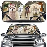 Gifta Llama Driver Auto Windshield Sun Shade,Llama Car Front Window Visor Animal Vehicle Sun Block Cover Heat Reflector Anti-UV Sunshade Fit Truck Car SUV, 3Naki-Sunshade-3