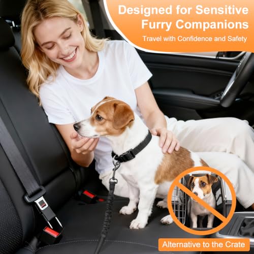 OSDUE Hundegurt fürs Auto, Verstellbarer Sicherheitsgurt, mit Rückdämpfung & ISOFIX Anschluss, 3 in 1 reflektierend Hunde Anschnallgurt, für die meisten Hunderassen und Automodelle (70-90 cm)