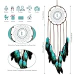 3 Pcs Sun Moon Star Design Dream Catcher,Handmade Art Feather Dream Catchers Wall Hanging Ornament for Bedroom Decor Wedding Party Decor, Festival Blessing Gift (Dark Blue Sun Moon Star Art) - Image 2
