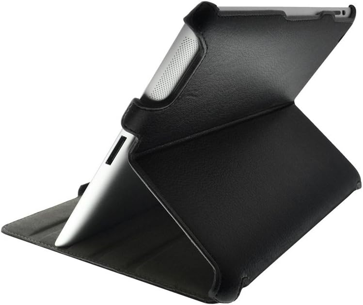 Amzer Shell Portfolio Case Cover for Apple iPad 3 - Black Leather Texture