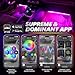 OPT7 Aura Pro 6PC Double LED Interior Strip Lights with APP & Remote Control, Multicolor Mode, Sound Active Inside Ambient Lighting Kit, Truck SUV RV Footwell Floor Decor, 12V Car Charger