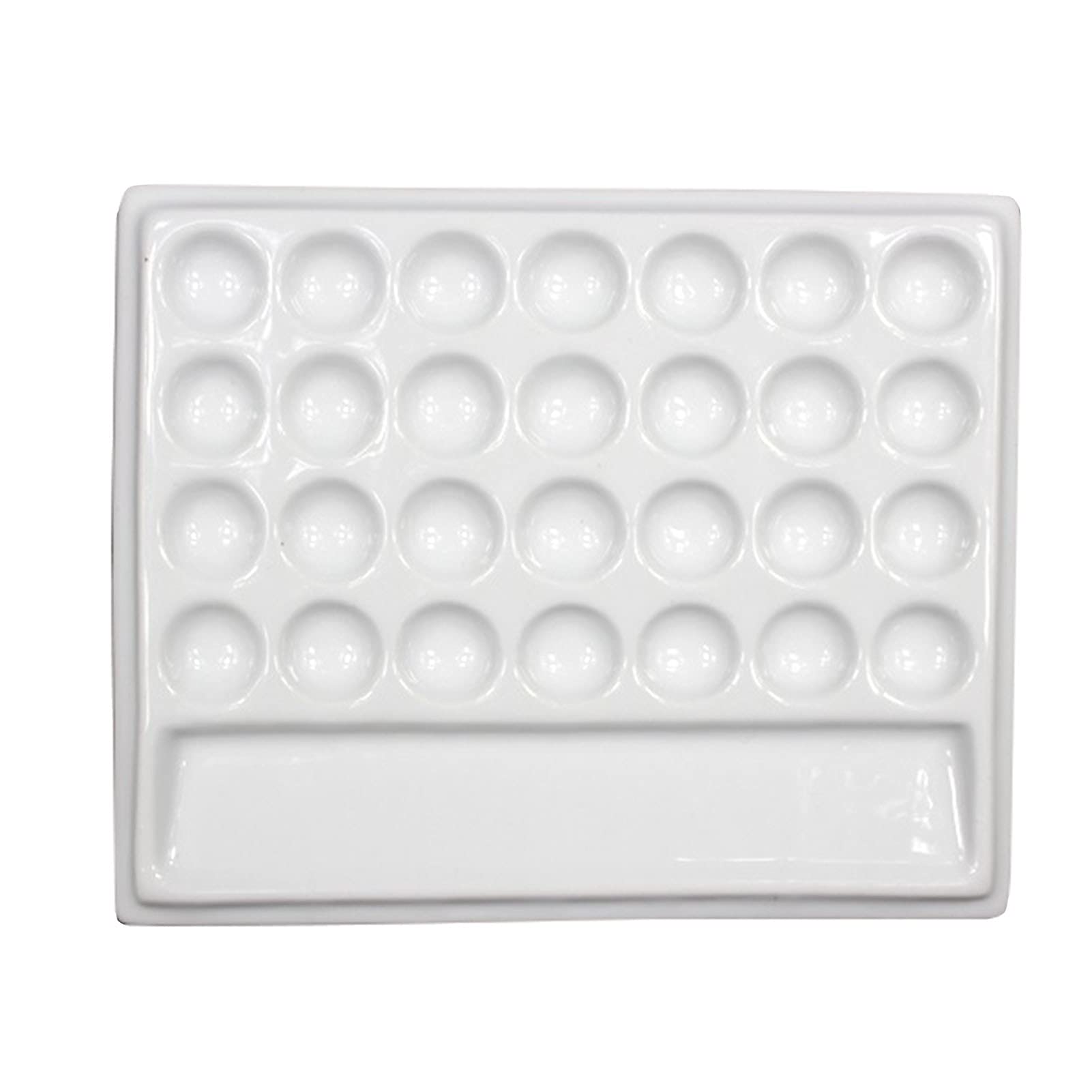 Paint Palette, White Ceramic Flat Paint Mix Palette, 29-Well Portable Tray for Watercolor Gouache Oil