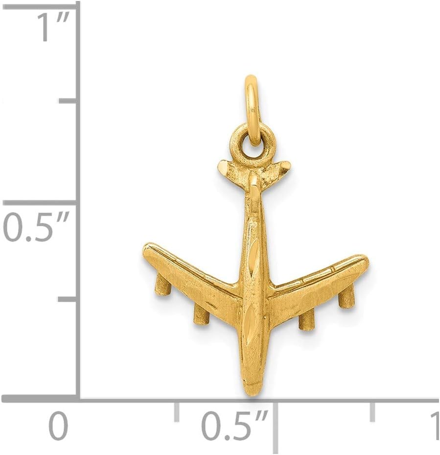 Real 14kt Yellow Gold 3-D Airplane Charm