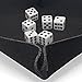Cyber-Deals Dice Rolling Tray Portable Folding Black Felt Mat + (6) Pip Dot Dice with Velvet Pouch Bundle Set (16mm White, Squared)