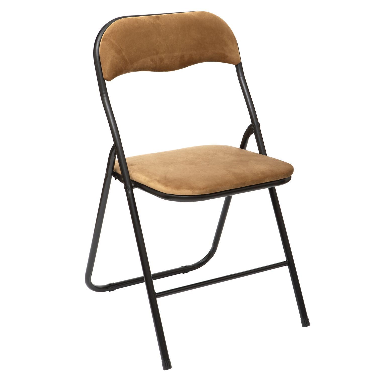 Lot de 6 Chaises Pliantes en Velours Ocre Doré - Chaises d'Appoint Confortables avec Assise Rembourrée - Design Moderne & Vintage - Gain de Place Idéal Petit Espace, Réception et Salle à Manger
