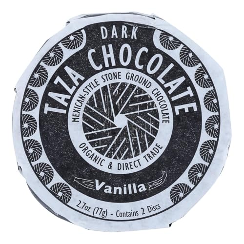 TAZA CHOCOLATE | Vanilla Chocolate Disc | Organic Vanilla 50% Dark Chocolate | Mexican Style | 2.7 Oz | Pack of 3