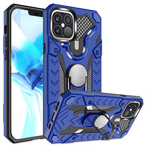iPhone 12 Pro Phone Case with Metal 360 Degree Ring Kickstand, Atump Military Grade 15ft Drop Shockproof Tested Protective Case, Car Mount Phone Case for iPhone 12/12 Pro Blue