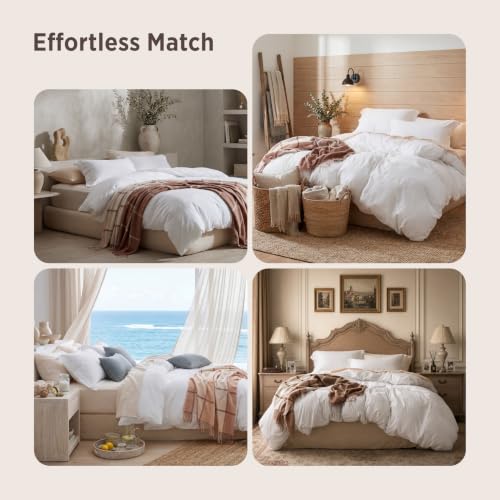 Image of Bedsure Prewashed Super Queen Duvet Cover, Cotton-Like Bedding Set, White