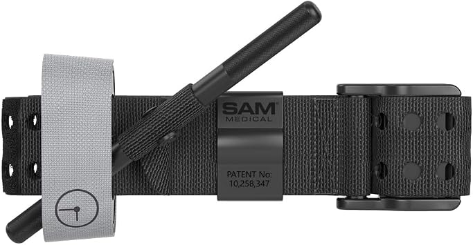 SAM Medical SAM XT Extremity Tourniquet with Metal Windlass, Black, One-Handed Emergency Bleeding Control, Tactical First Aid Tourniquet, 1 Pack