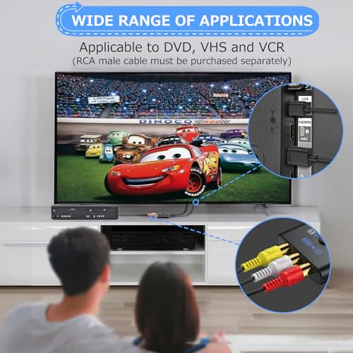 Image of CAMWAY RCA to HDMI Converter - 1080P AV to HDMI Video Converter 16:9 /4:3 Conversion Mini Composite CVBS Audio Video Adapter Supports PAL,NTSC for Wii,PS1,PS2,N64,X-Box,VHS, VCR, Blue-Ray DVD Players