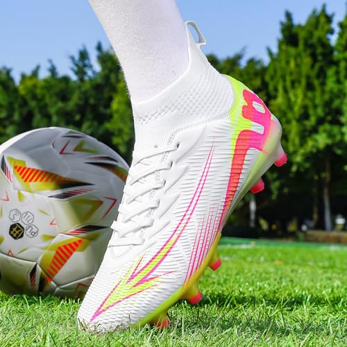 Image of Soccer Cleats for Mens Womens High Tops Lace Up Unisex Football Shoes Indoor Turf Soccer Shoes AG FG TF for Beginners to Advanced Players