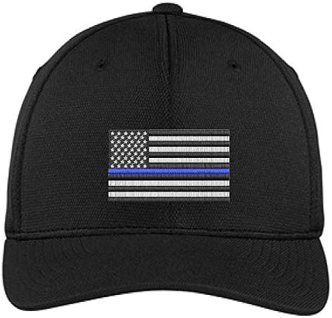 Embroidered Thin Blue Line Subdued American Flag Flexfit Flex Fit Baseball Hat