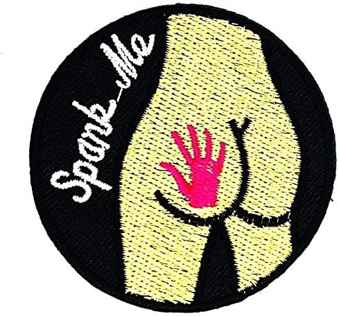 Spank Me Touch Me Sexy Girl Patch Funny Slogan Joke Rockabilly Embroidered Biker Patch Biker Iron on/Sew on Patch