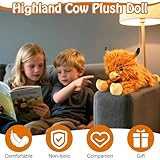 CARROUSEL Highland Cow Highland Cow Teddy HighlandCow Plush Stuffed Animals Toy for Kids Highland-Cows Gifts Ornaments for Boys Girls Women Birthday Present Gifts Age 3+ - Image 5