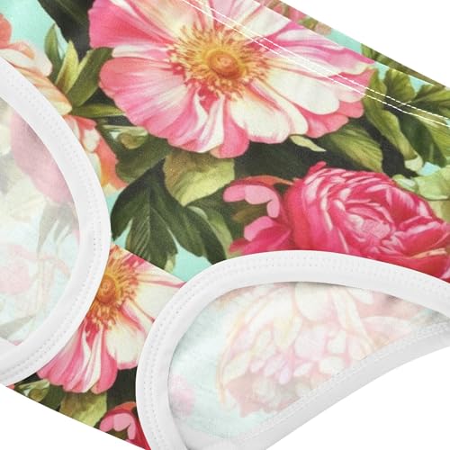 Toddler Underwear Floral 2t Cotton Little Girl Panties Print Briefs Kids Undies Vintage Pink Flowers Green4