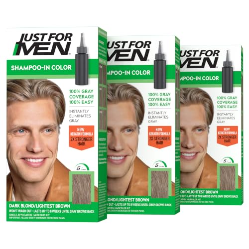 JUST FOR MEN Shampoo-In Color, Hair Color, Dark Blond H-15 (3 Pack)