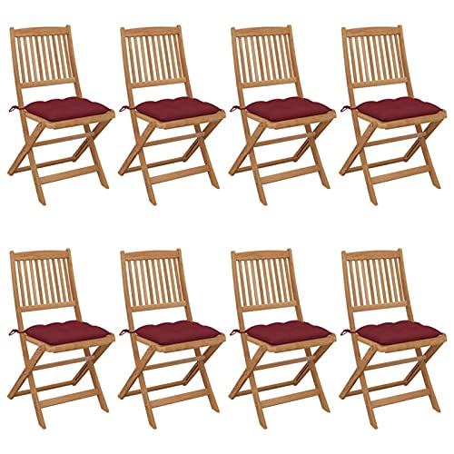 Brokky Sillas de jardín Plegables 8 uds y Cojines Muebles terraza Exterior sillas de terraza Exterior Silla Jardin Exterior Madera Maciza Acacia / 3075045