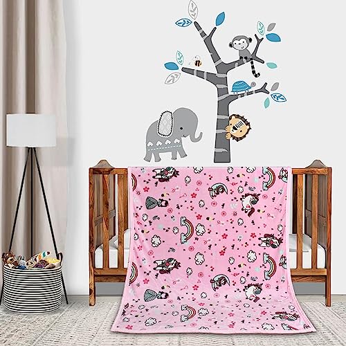 Image of Florida All Season AC Baby Blanket Swaddler Wrapper Flannel Soft and Comfortable for 0-5 Years Babies with Adorable Prints and Designs (Pink Unicorn)