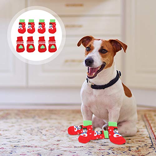 POPETPOP 8 Peças de Natal Pet Meias Antiderrapantes Cão Meias Inverno Antiderrapante Cachorrinho Mei