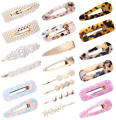 Subiceto Pearls Hair Clips Acrylic Resin Hair Barrettes for Women Gold Hair Pins Marbled Barrettes Hair Accessories 20 Piercs