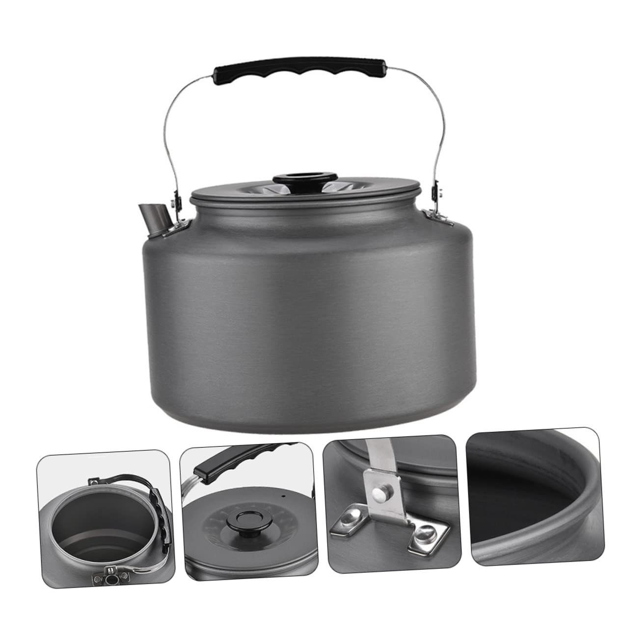 balacoo 2l Portable Camping Kettle Non-slip Tea Pot for Outdoor Activities Heat-resistant Handle Perfect for Picnic Hiking