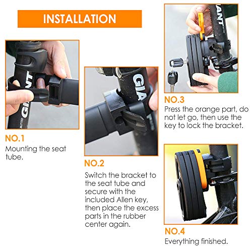 Wotow Folding Bike Lock, Heavy Duty Steel Foldable Bike Chain Lock With Mounting Bracket, 35” Unfolding Anti Theft Bicycle Lock With 3 Key For Mountain Road City Bikes Scooter Motorcycle #TOP4