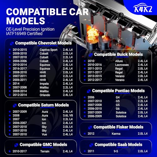Image of UF491 Ignition Coil & XP5263 Double Iridium Spark Plug for Chevy Equinox | Malibu Cobalt HHR Orlando /GMC Terrain /Pontiac G6 G5 /Buick Lacrosses Regal Verano /Saturn Replaces#UF645 D522C C1552 12638824