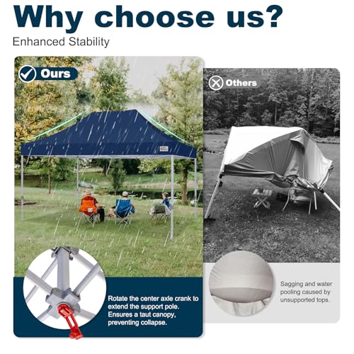 Image of MASTERCANOPY 10x15 Heavy Duty Pop Up Canopy Tent with Roller Bag,Navy Blue