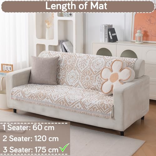 Image of HOKIPO Serene Abode Sofa Cover 3 Seater, 180x175 cm, Boho Floral Tile