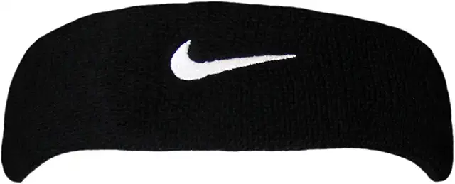 Bandeau Mixte Nike Swoosh en Coton - Bandeau Cheveux Garçon Noir Taille Unique