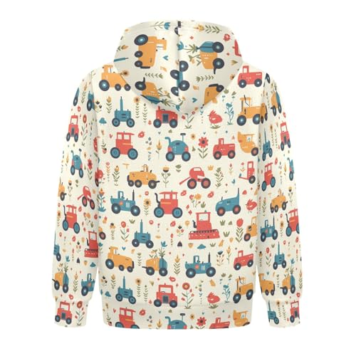 KLL Red Old Wheeled Tractors Unisex Girls Boys Sweatshirts Fashion Athletic Hoodie Kangaroo Pocket2