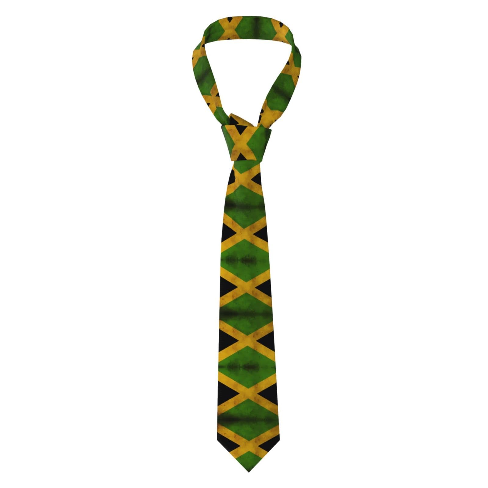 Mianfer Unisex Old Jamaican Flag Men's Skinny Tie - Long Necktie With Full Print Design, Perfect For Business And Formal Wear