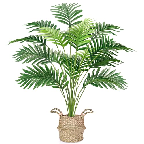 Der Rose Fake Palm Tree 28Inch Faux Plant Potted Tall