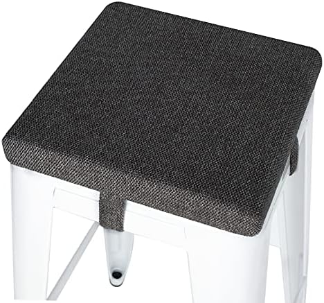 Tromlycs Bar Stool Seat Cushion Square with 4 Velcro Straps Slip Resistant Textured Fabric Indoor Outdoor Small Metal 12x12 Inches Chair Cushion Stool Cover - Black Gray (1 Pack)