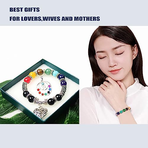 YIWEIYA 10 MM Beads 7 Chakra Healing Balance Stone Beaded Bracelet Yoga Balancing Reiki Healing Bracelet with Jewelry Bag and Gift Box Packaging - Image 8