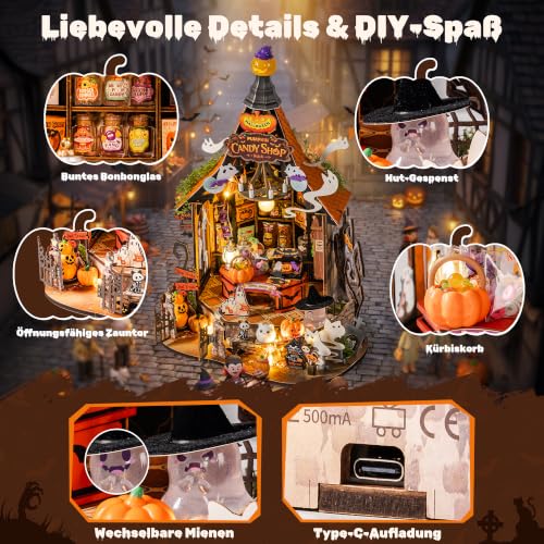 Rolife DIY Miniatur Puppenhaus Haunted Candy House 364 Teile Holz Bausatz – Bild 5