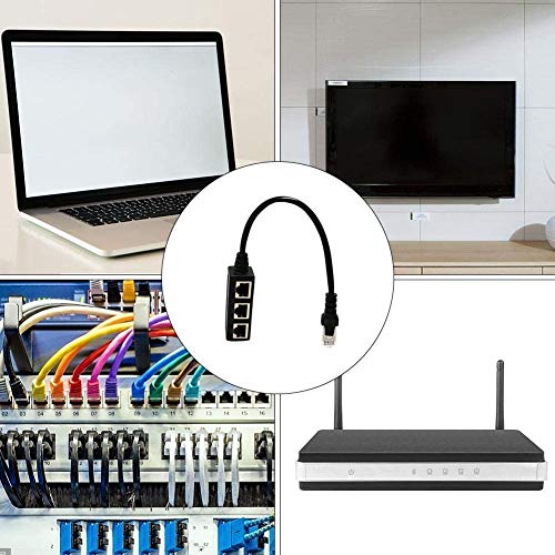 Image of RJ45 Ethernet Splitter Cable,RJ45 1 Male to 3 x Female LAN Ethernet Splitter Adapter Cable Suitable Super Cat5, Cat5e, Cat6, Cat7 LAN Ethernet Socket Connector Adapter